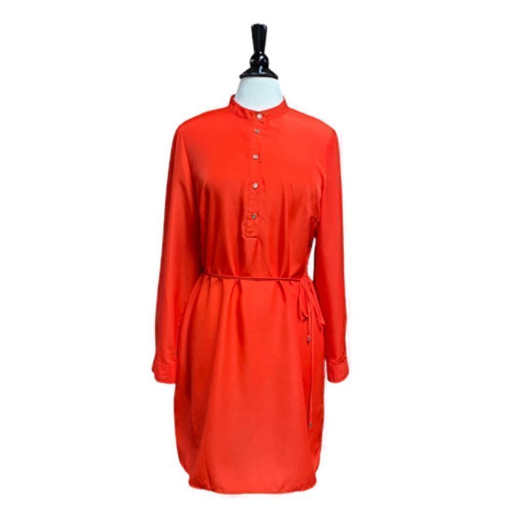 Spense Orange Long Sleeve Button Front Dress Size… - image 1